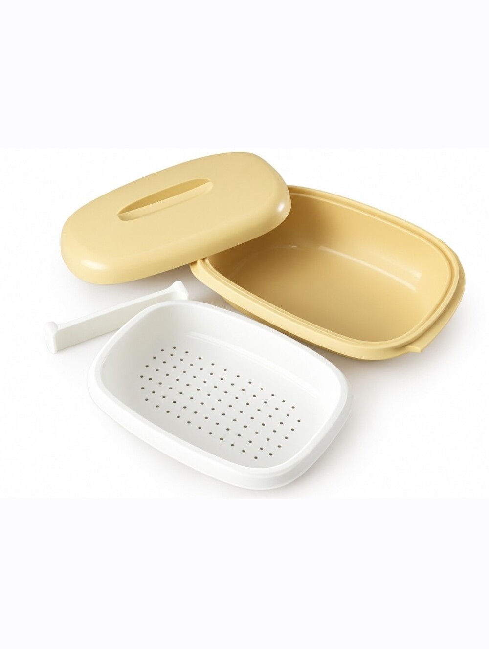 Vintage 4-Piece Tupperware Microwave Steamer Set in "Harvest Gold"
